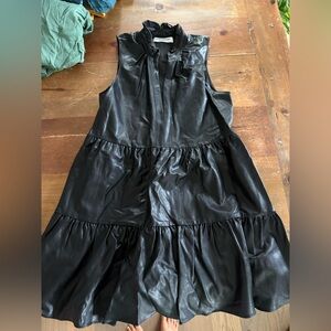 Mini black leather dress